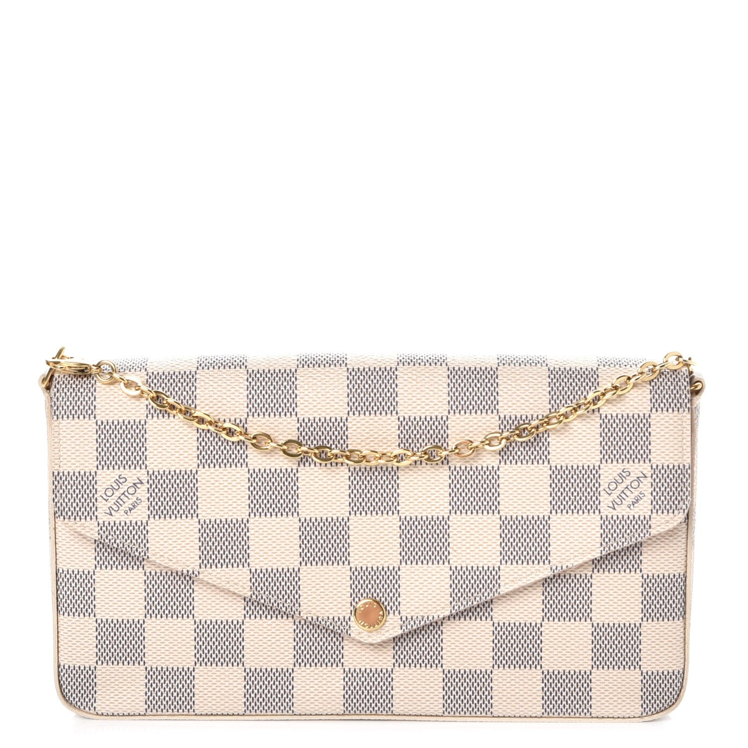 Louis Vuitton Damier Azur Pochette Felicie Chain Wallet Rose Ballerine 1 of 8