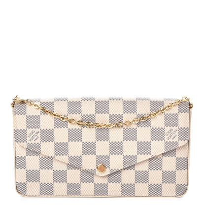 Louis Vuitton Damier Azur Pochette Felicie Chain Wallet Rose Ballerine 1 of 8