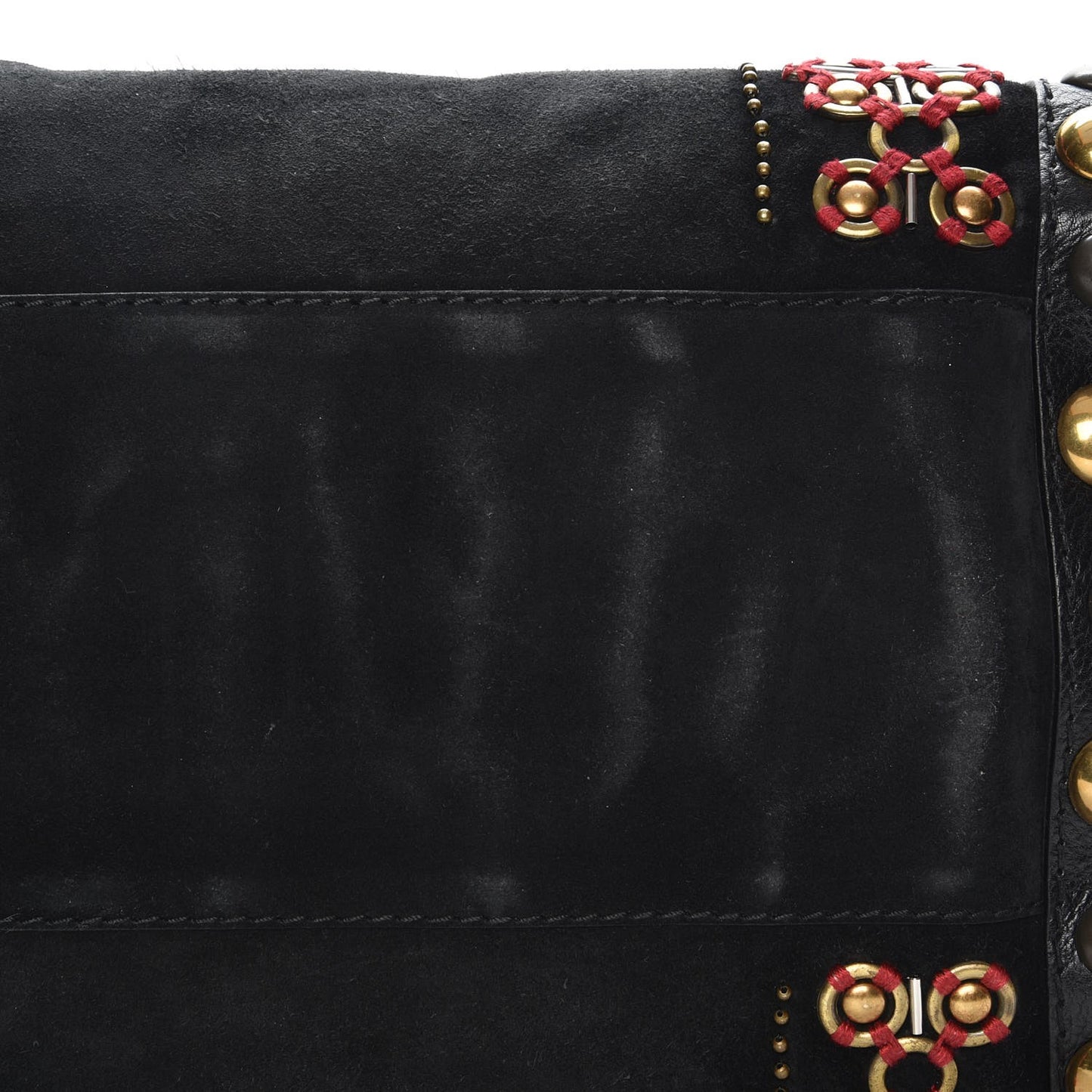 Suede Calfskin Large Babouska Studded Boston Black