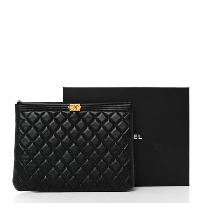 Chanel Lambskin Quilted Medium Boy Cosmetic Case Black 3 of 8