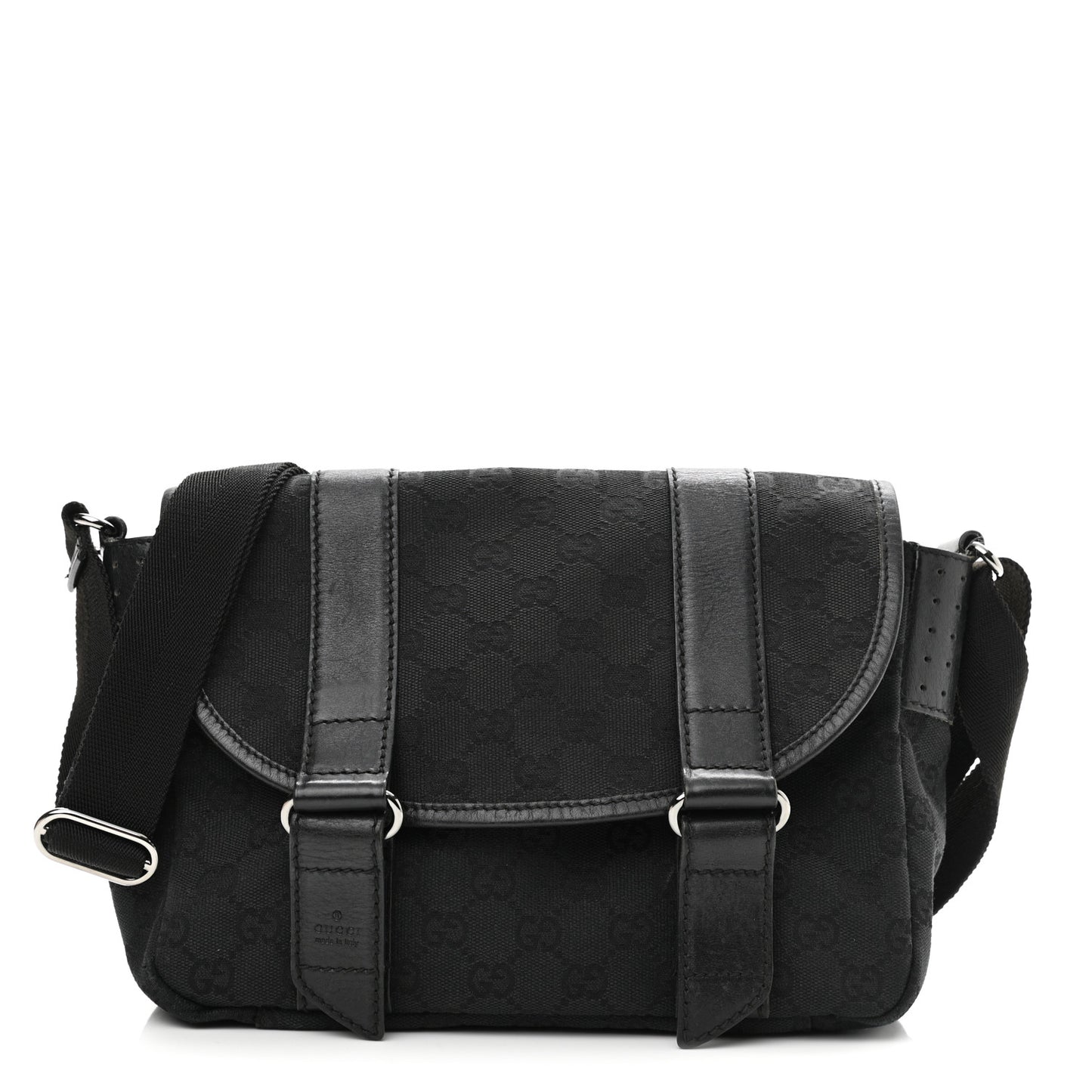 Monogram Small Double Buckle Flap Messenger Bag Black