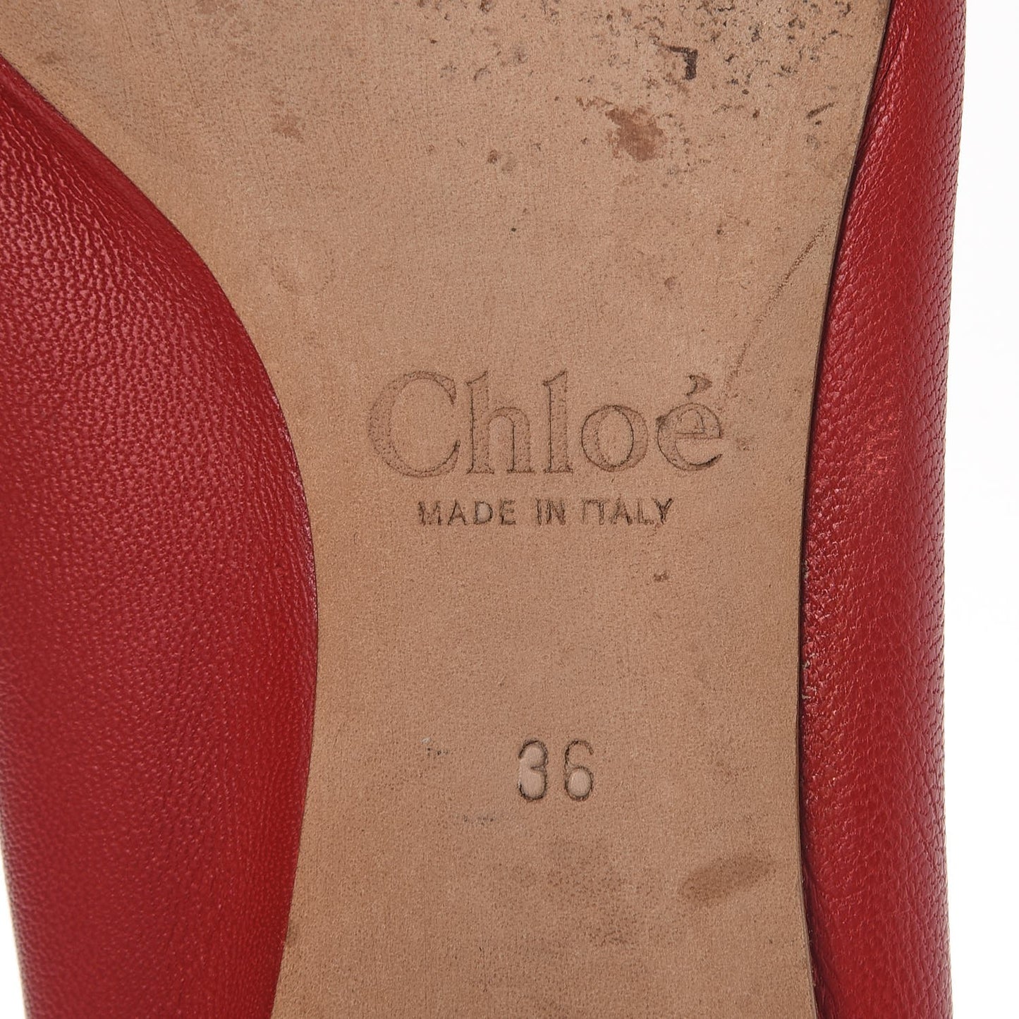 Nappa Leather Lauren Ballet Flats 36 Red