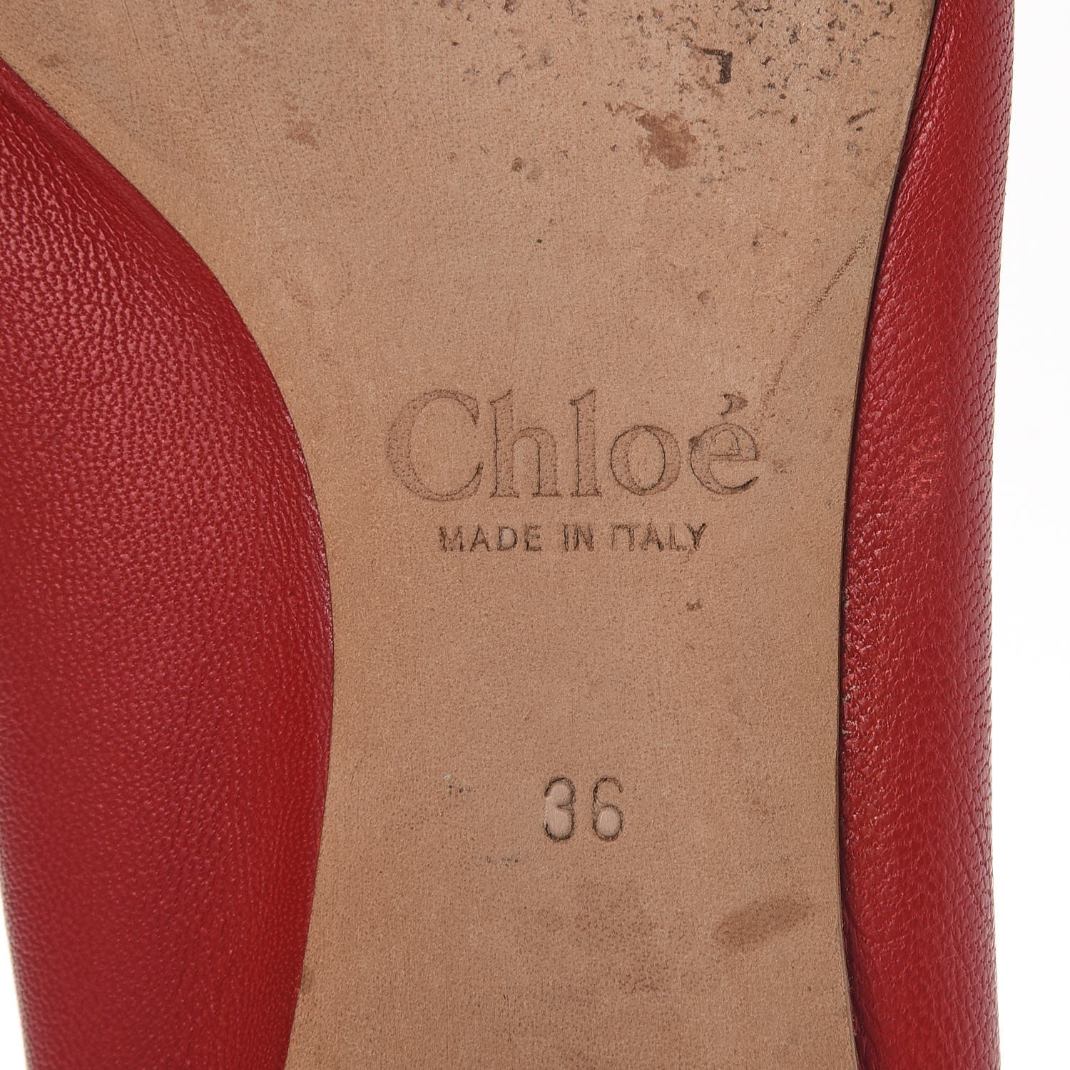 Chloe Nappa Leather Lauren Ballet Flats 36 Red 8 of 10