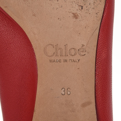 Chloe Nappa Leather Lauren Ballet Flats 36 Red 8 of 10