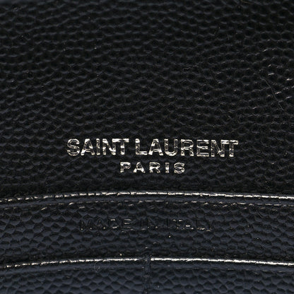 Saint Laurent Grain De Poudre Matelasse Chevron Monogram Chain Wallet Black 8 of 11