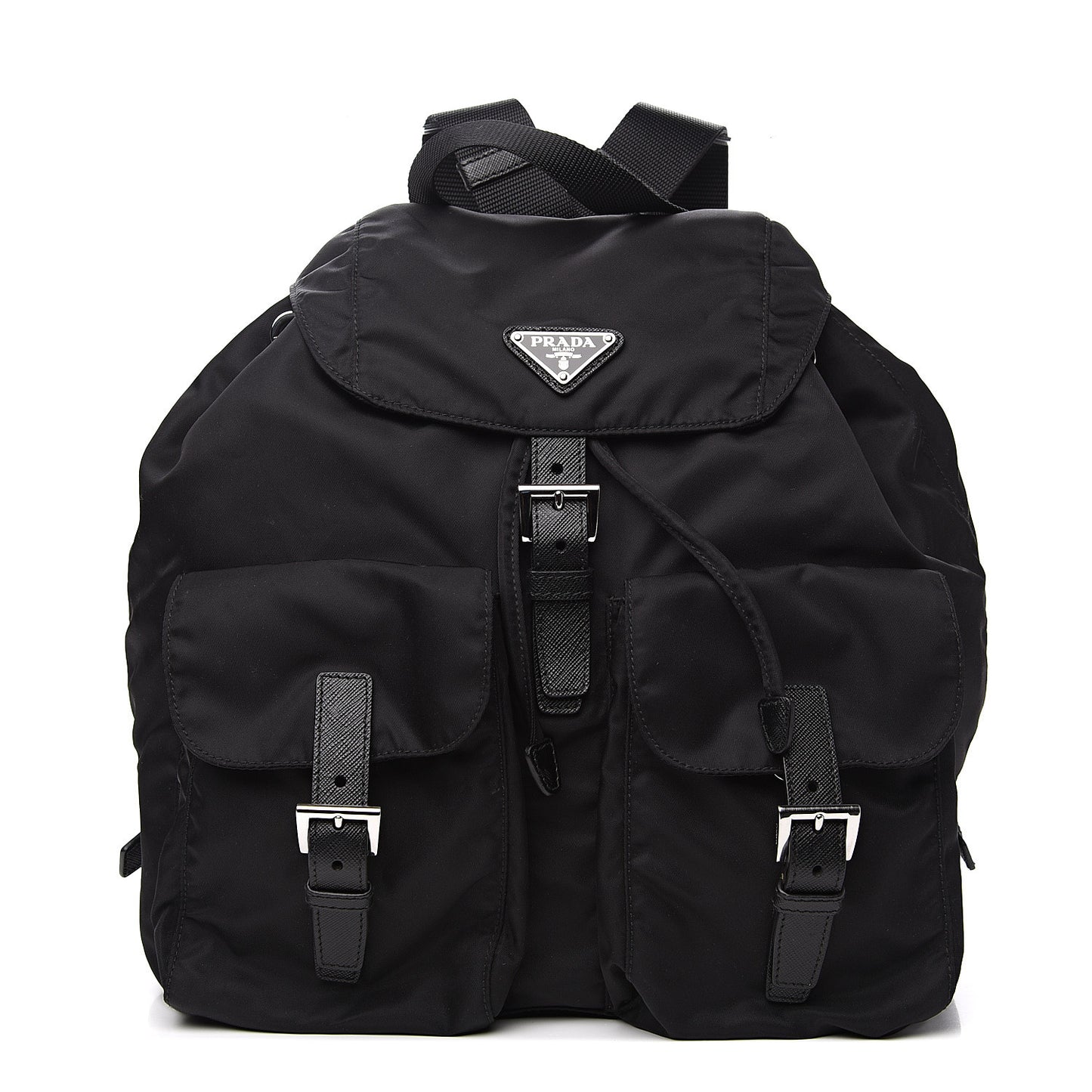 Nylon Vela Saffiano Backpack Black