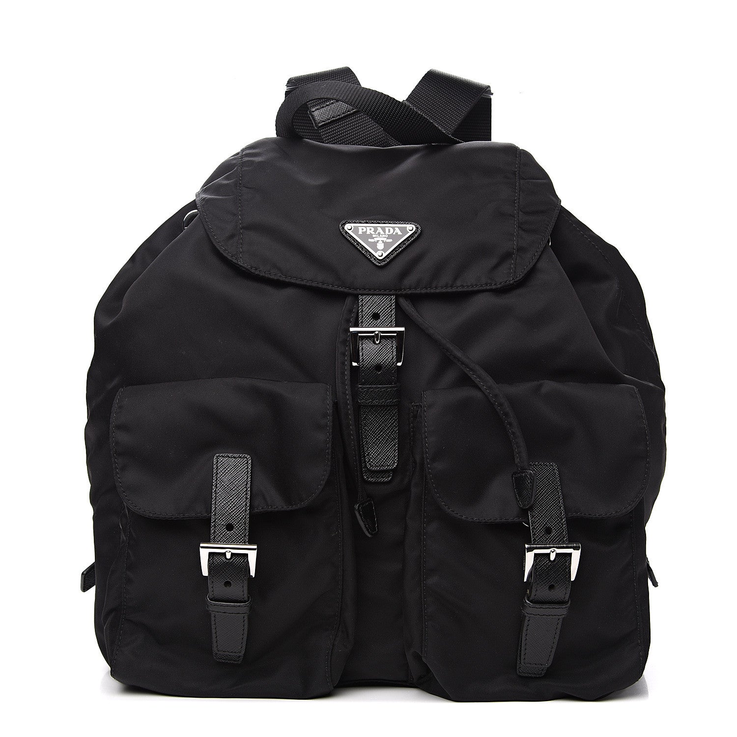 Prada Nylon Vela Saffiano Backpack Black 1 of 9