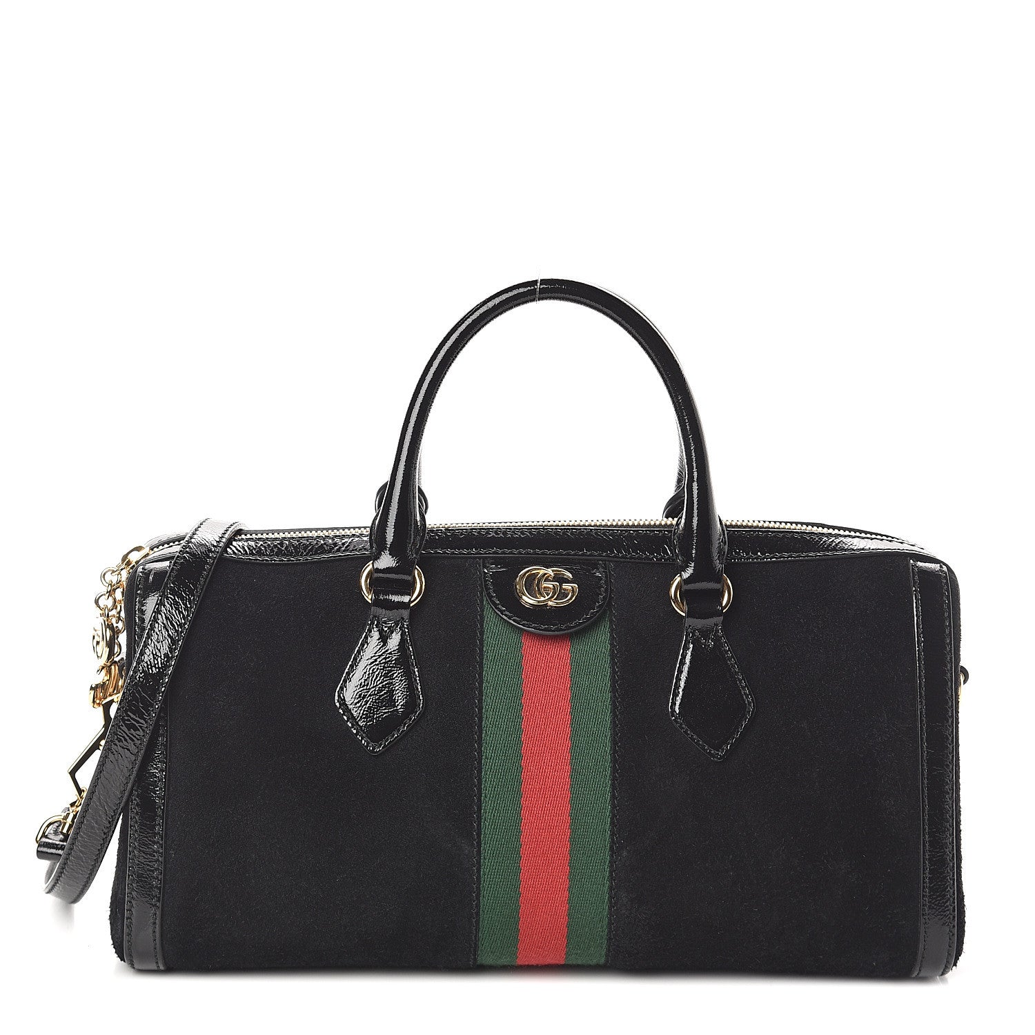 Gucci Suede Patent GG Web Medium Ophidia Boston Black 1 of 8