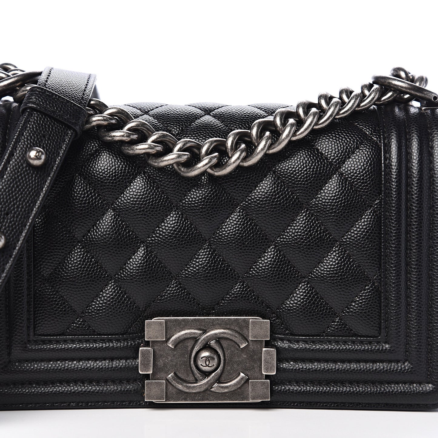 Caviar Quilted Small Boy Flap Black