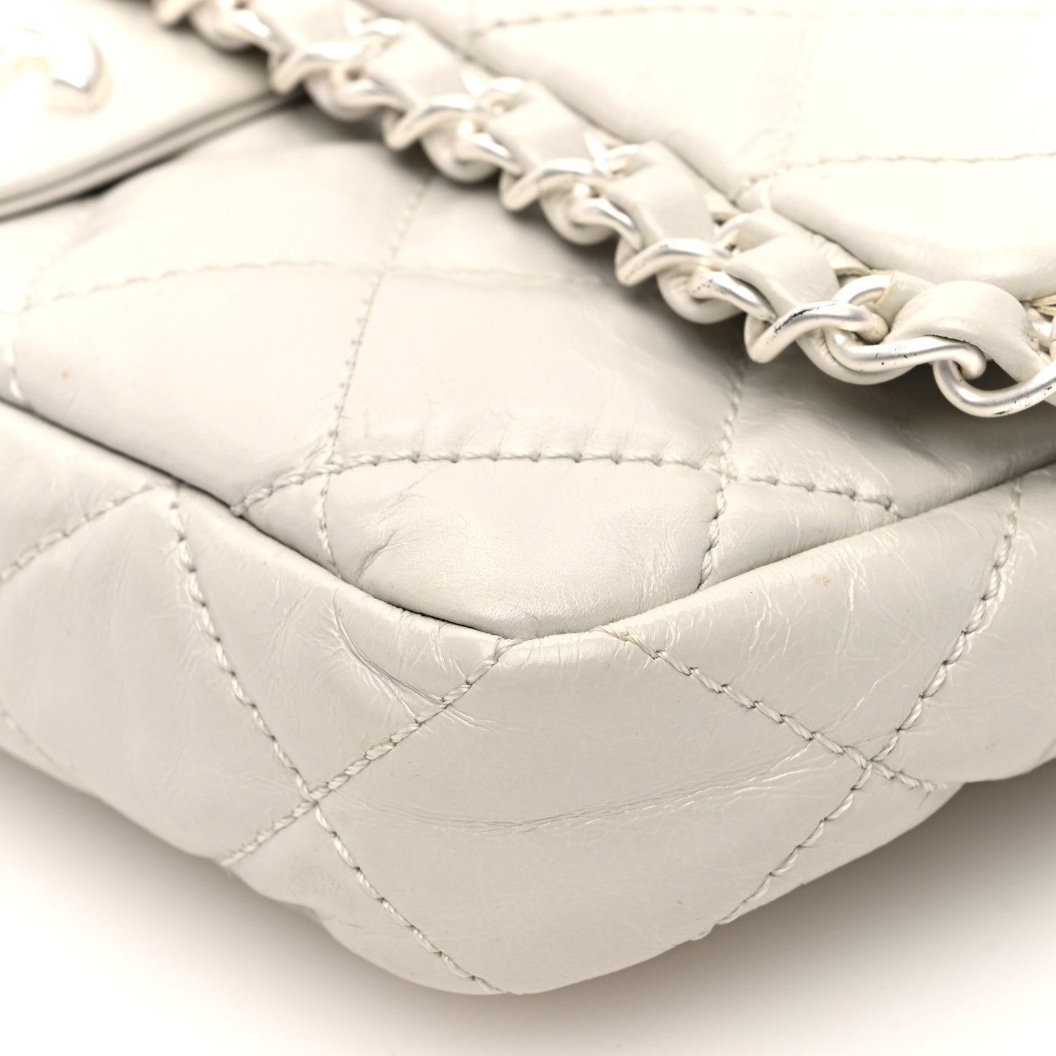 Chanel Aged Calfskin Quilted Small Chain Me Flap White 7 of 7