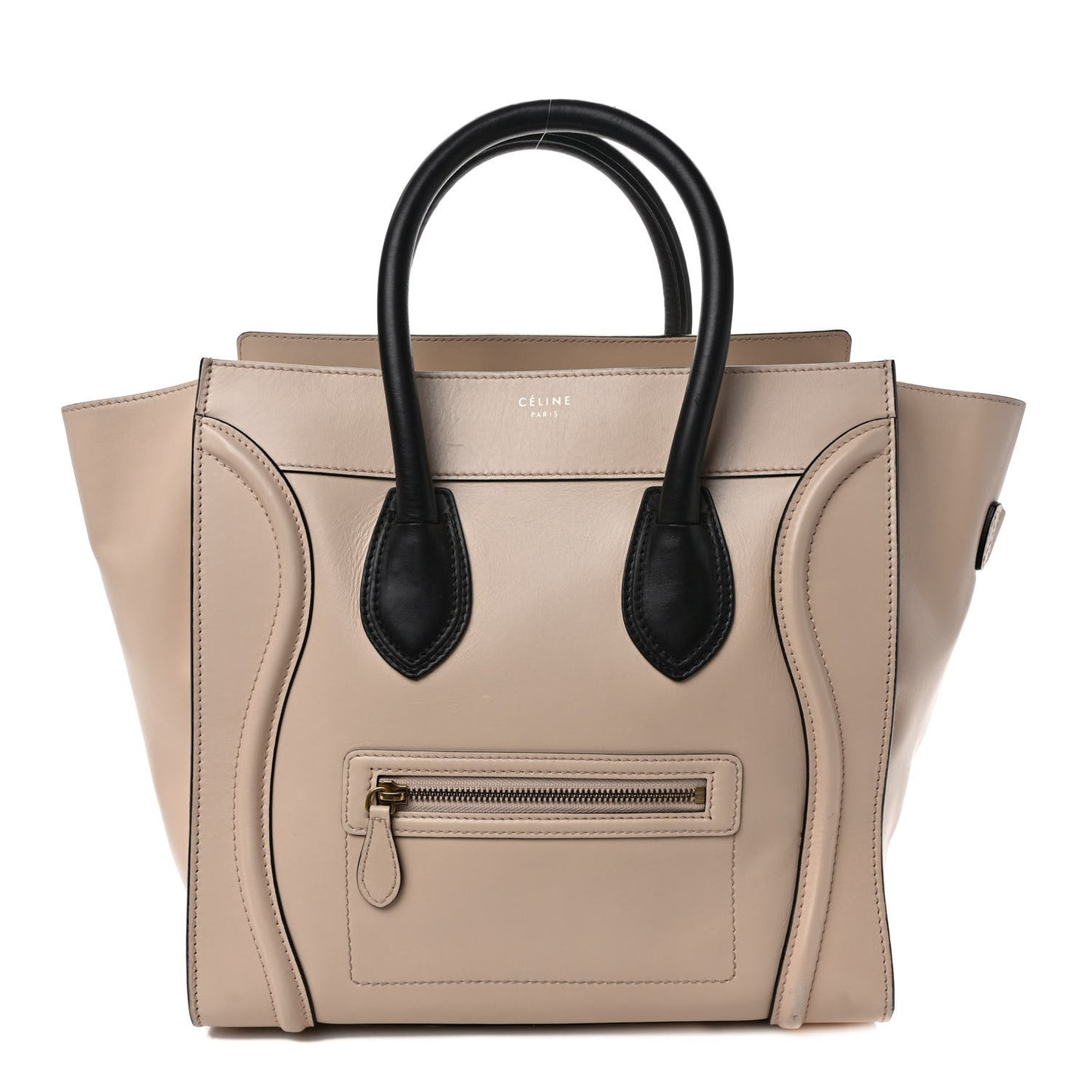 Satin Calfskin Mini Bi-Color Luggage Powder Black