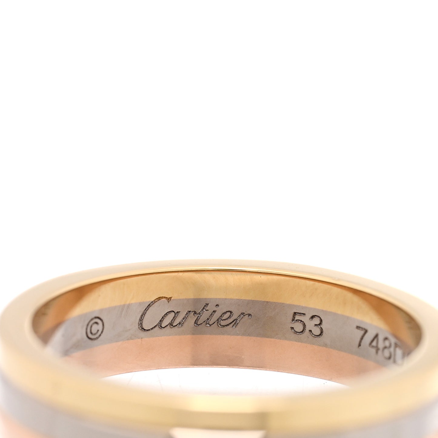 18K Pink White Yellow Gold 3.5mm Trinity Wedding Band Ring 53 6.5