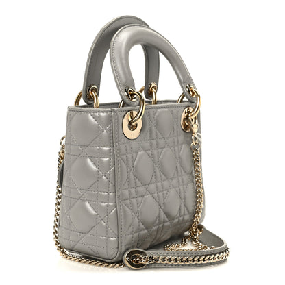Christian Dior Lambskin Cannage Mini Lady Dior Gray Opaline 3 of 10
