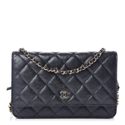 Chanel Iridescent Caviar Quilted Wallet On Chain WOC Black 1 of 12