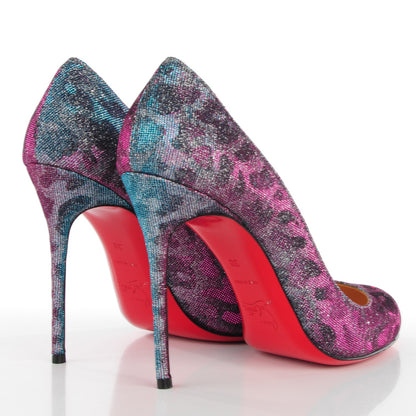 Christian Louboutin Leopard Lame Fifi 100 Pumps Turquoise Violet 38 4 of 8
