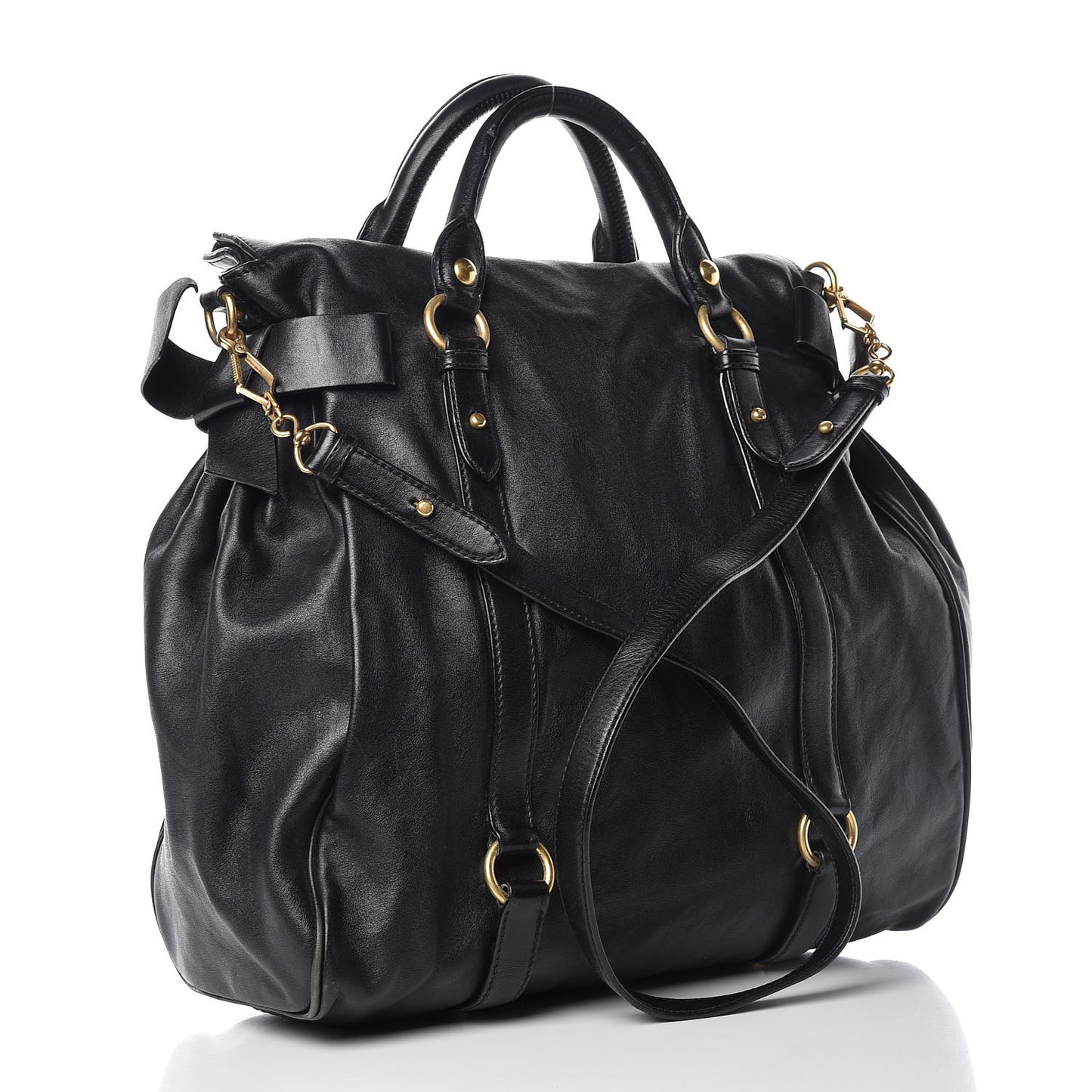 Vitello Bow Tote Black