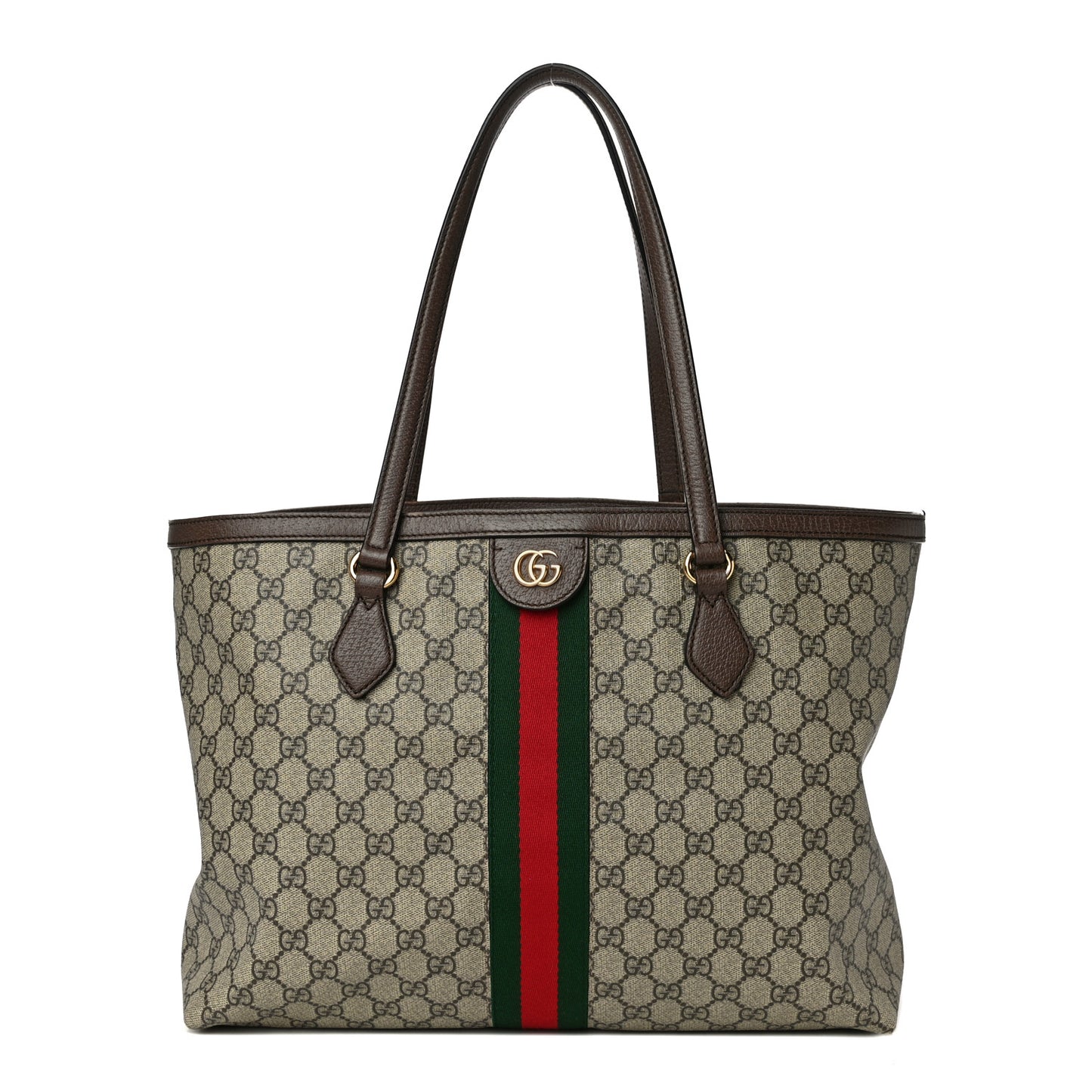 GG Supreme Monogram Medium Ophidia Shopping Tote Brown