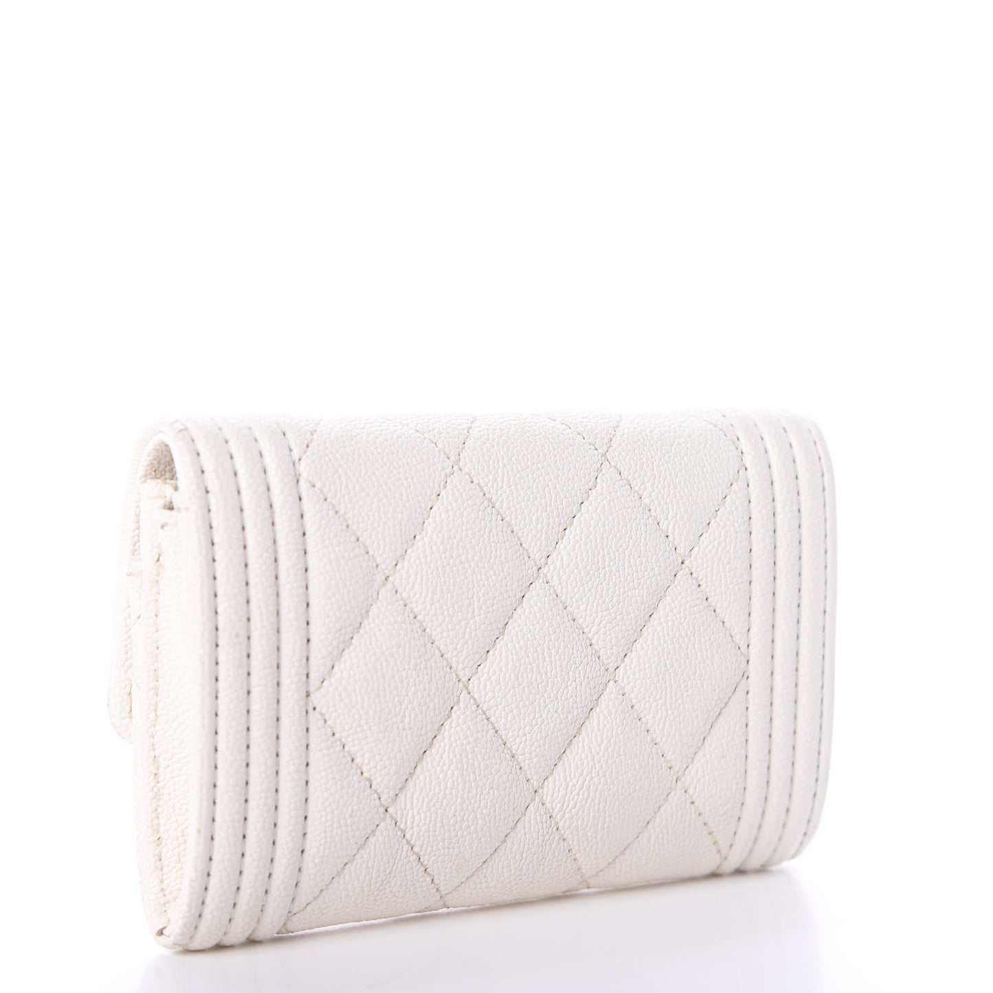 Caviar Quilted Boy Flap Card Holder White