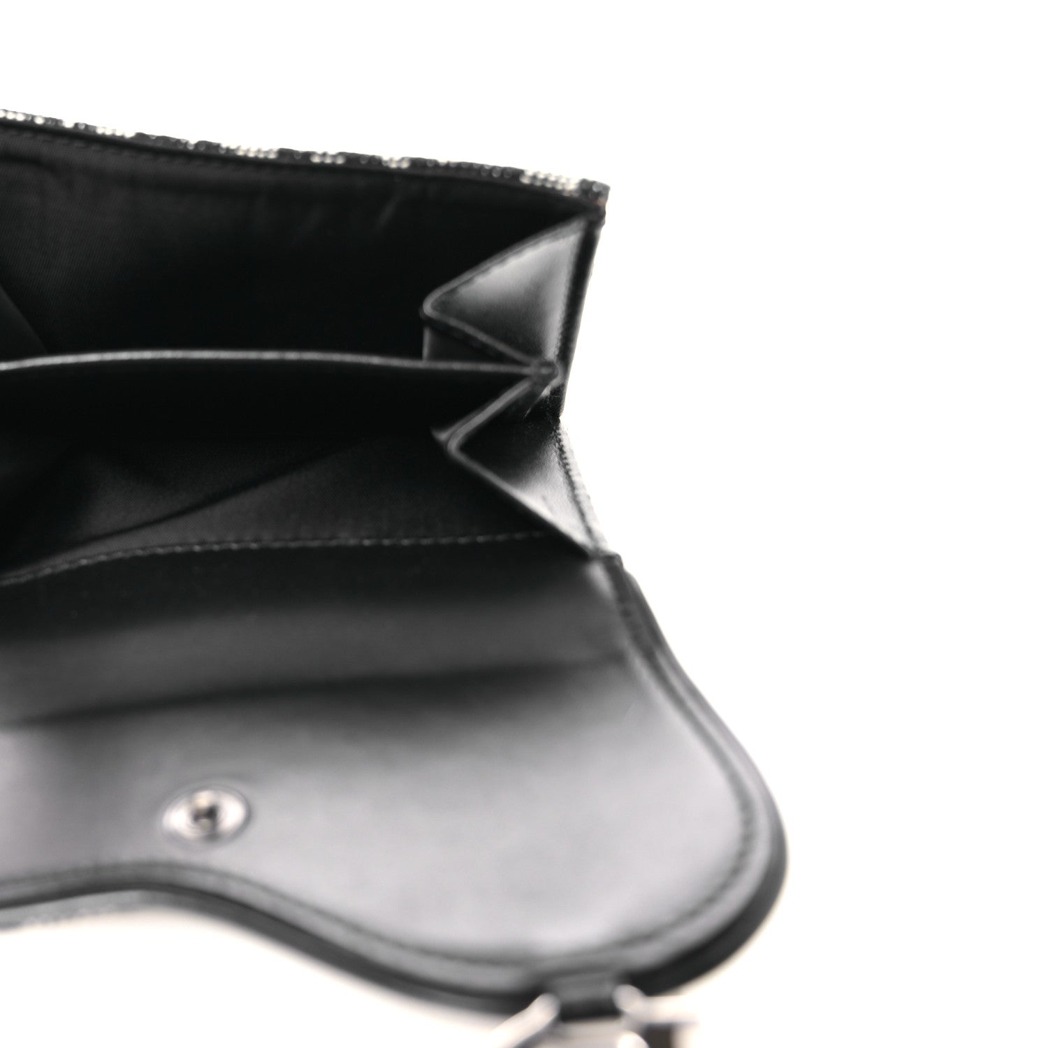 Christian Dior Monogram Compact Saddle Wallet Black 6 of 8