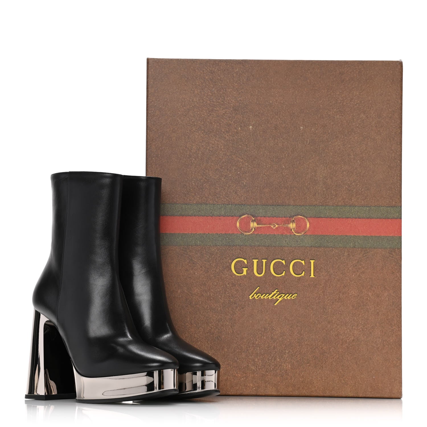 Gucci Malaga Kid Chrome Ankle Boots 36 Black 14 of 14