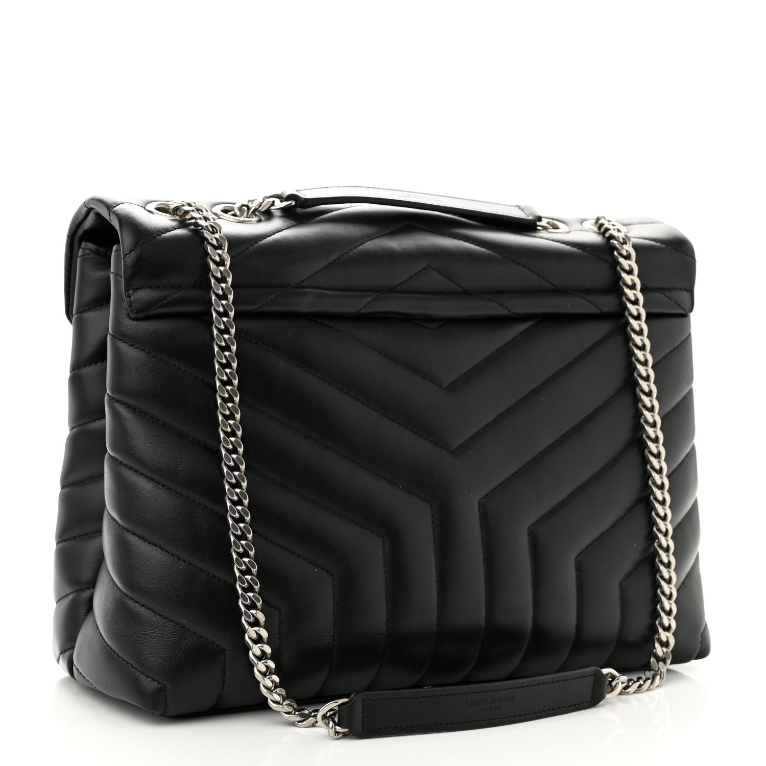 Saint Laurent Calfskin Y Quilted Monogram Medium Loulou Chain Satchel Black 3 of 11