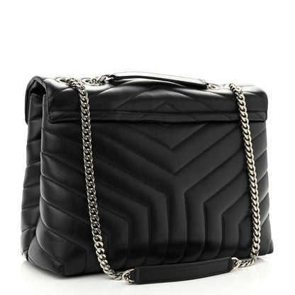Saint Laurent Calfskin Y Quilted Monogram Medium Loulou Chain Satchel Black 3 of 11
