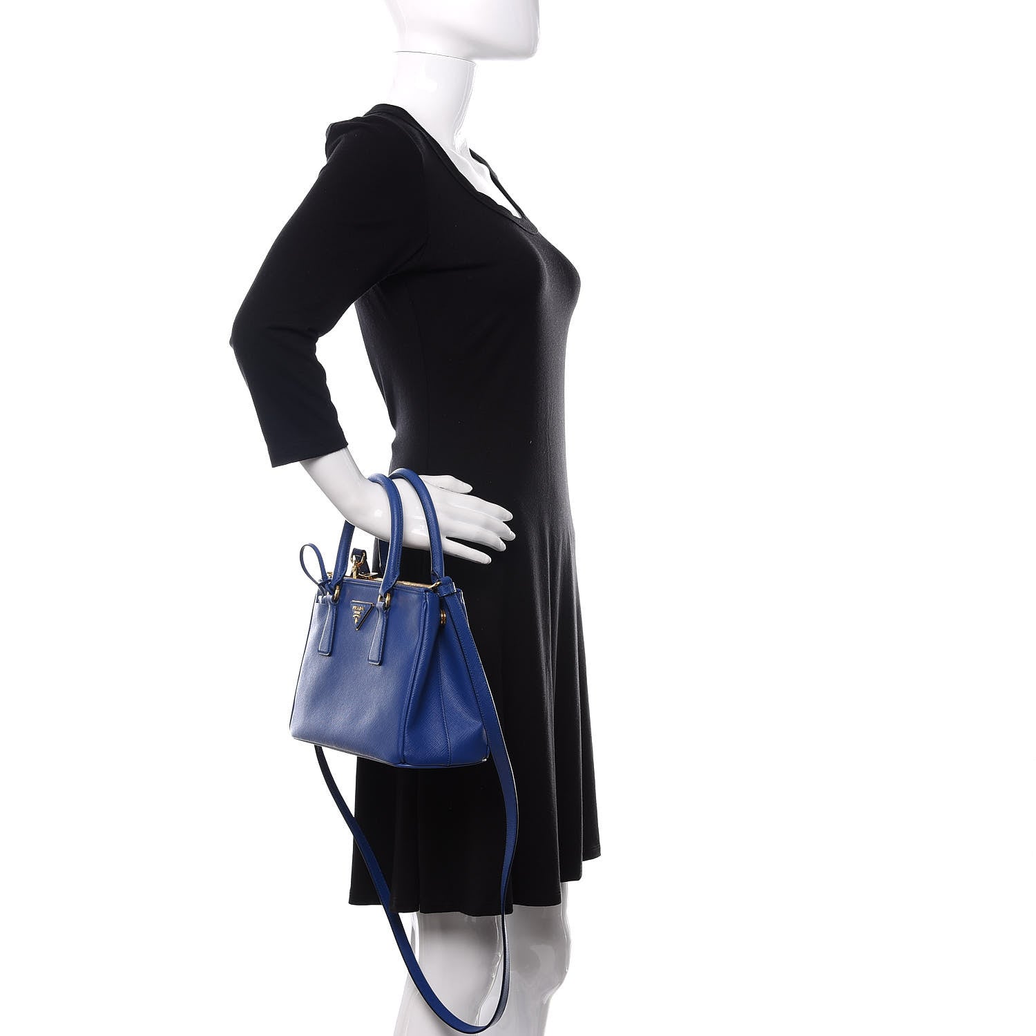 Prada Saffiano Mini Galleria Double Zip Tote Bleuette 3 of 13