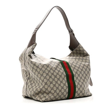 Gucci Tender GG Supreme Monogram Textured Dollar Calfskin Web Medium Jackie 1961 Crossbody Bag Beige Ebony New Acero 4 of 11