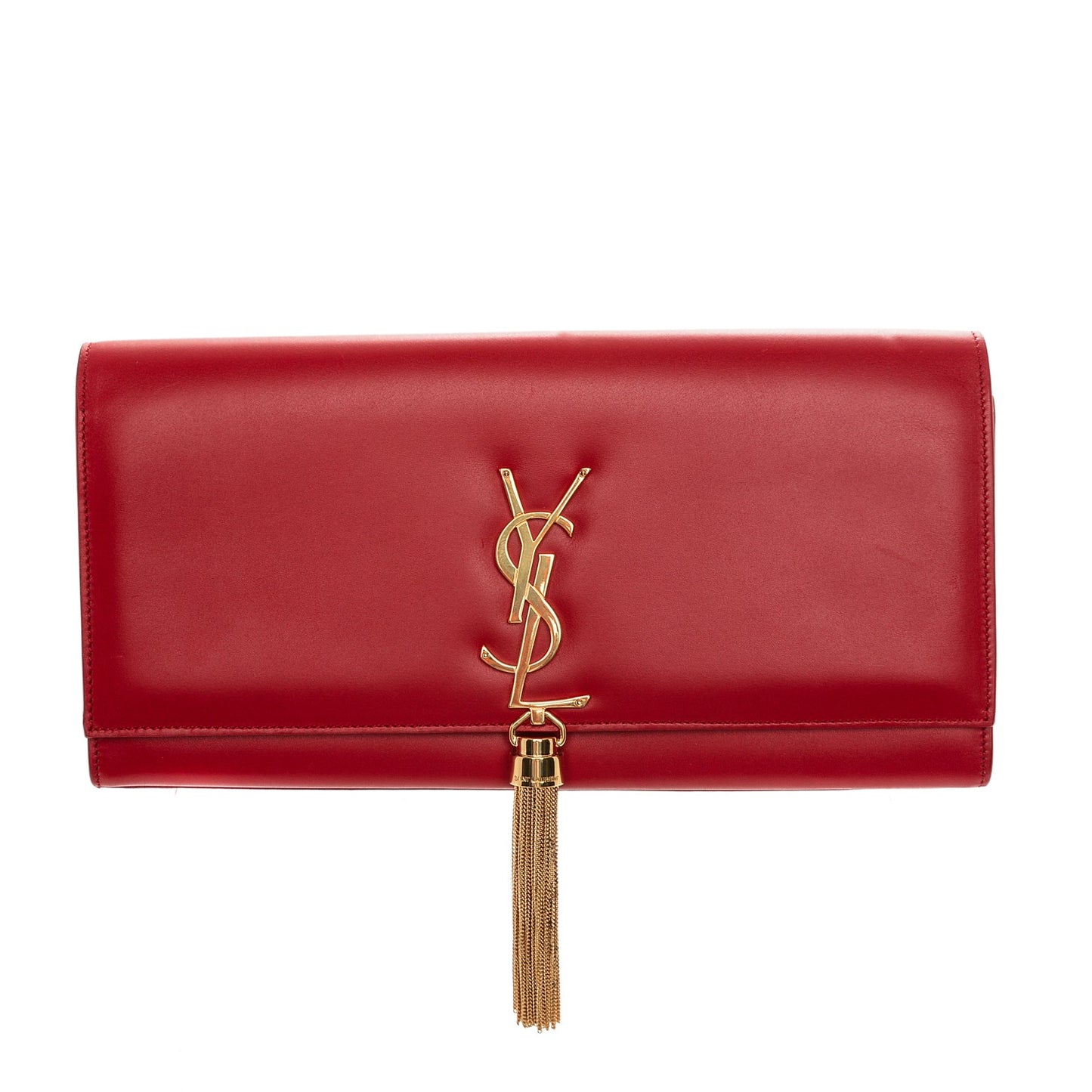 Calfskin Cassandre Tassel Clutch Red
