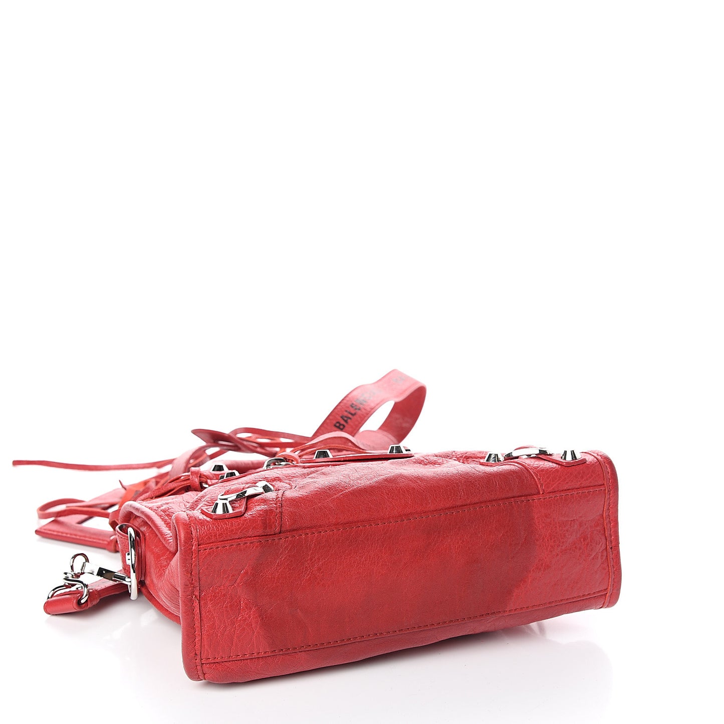 Agneau Classic Silver Hardware Mini City Logo Strap Red Black