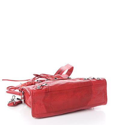 Balenciaga Agneau Classic Silver Hardware Mini City Logo Strap Red Black 3 of 11