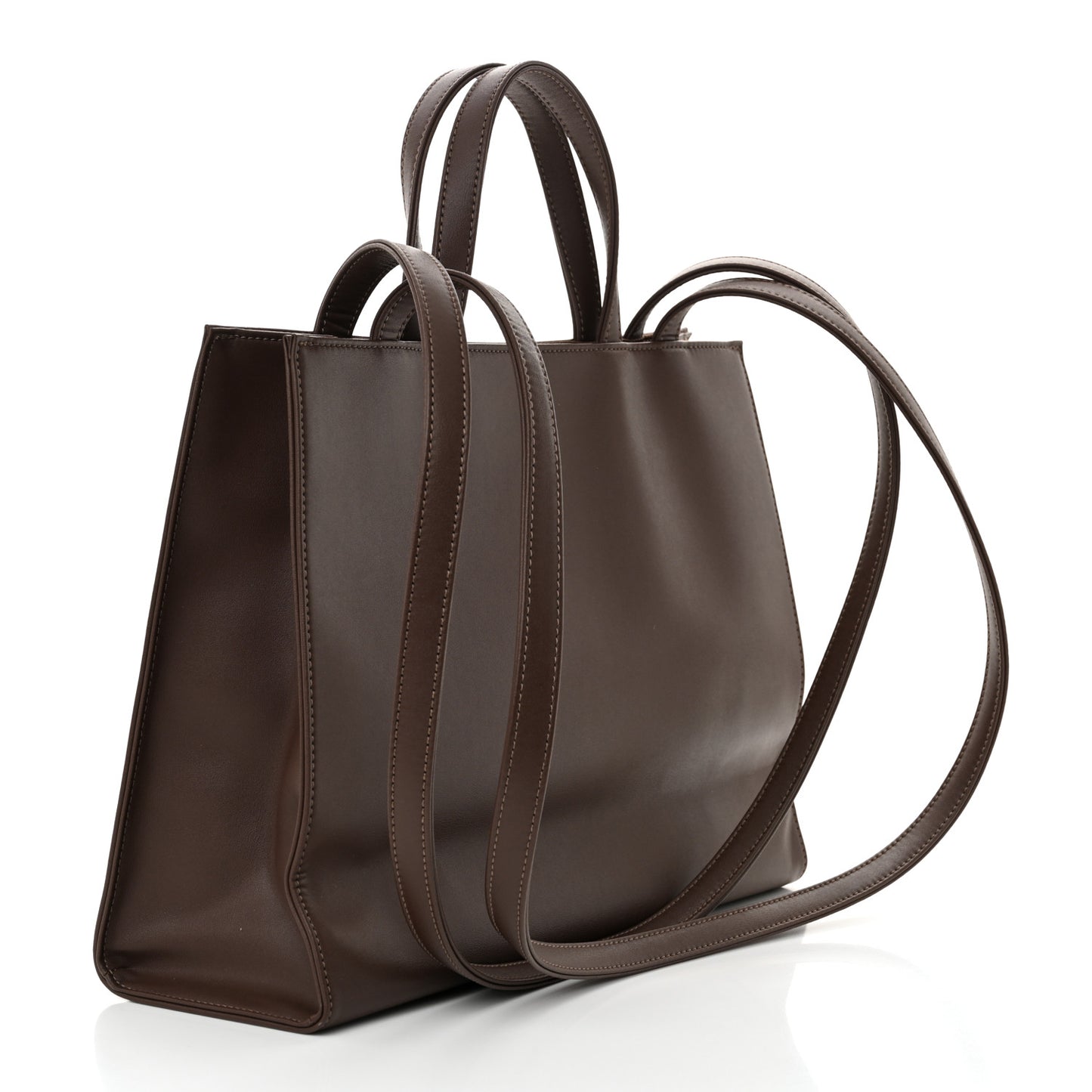 Vegan Leather Medium Shopping Bag Chocolate