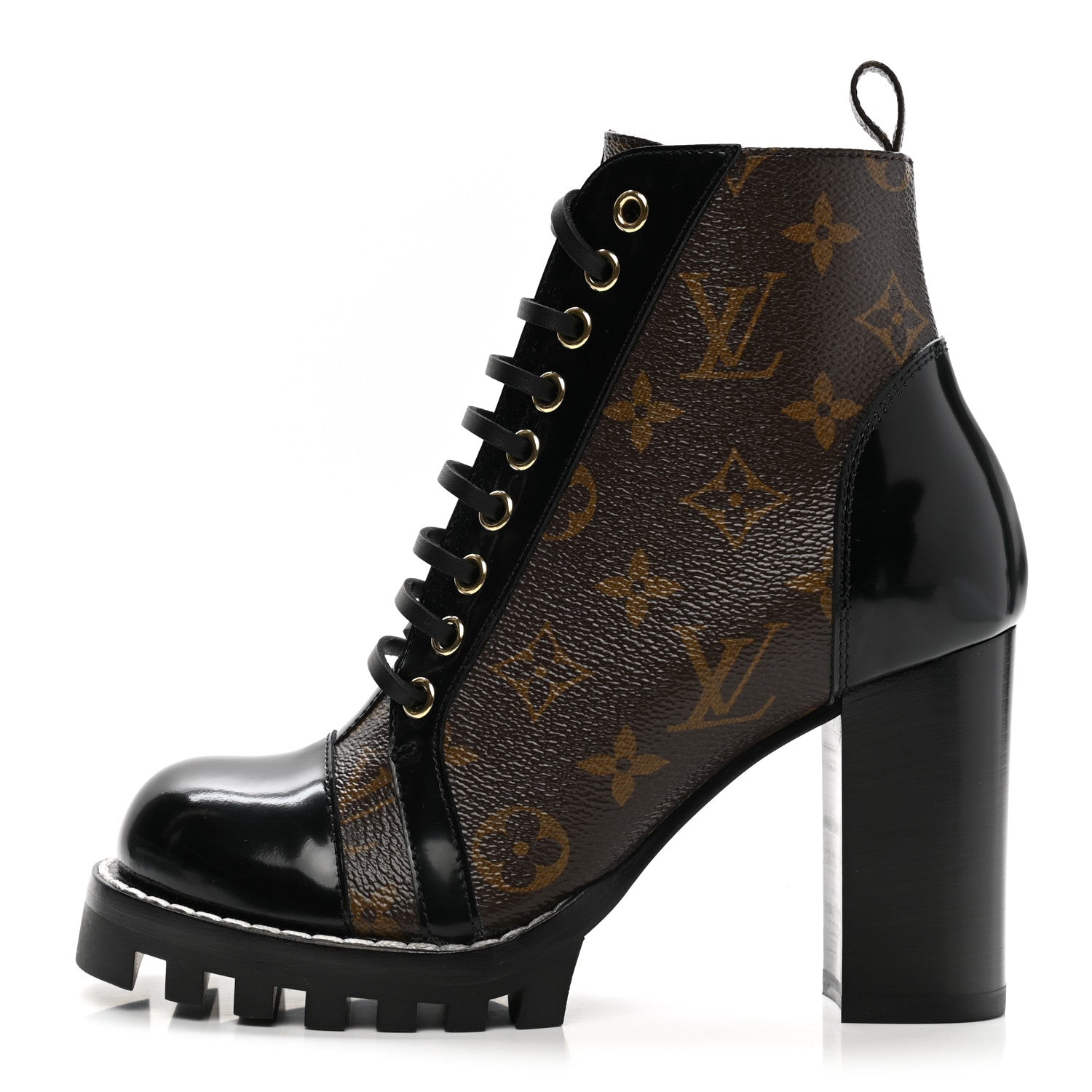 Louis Vuitton Patent Calfskin Monogram Star Trail Ankle Boots 35.5 Black 1 of 9