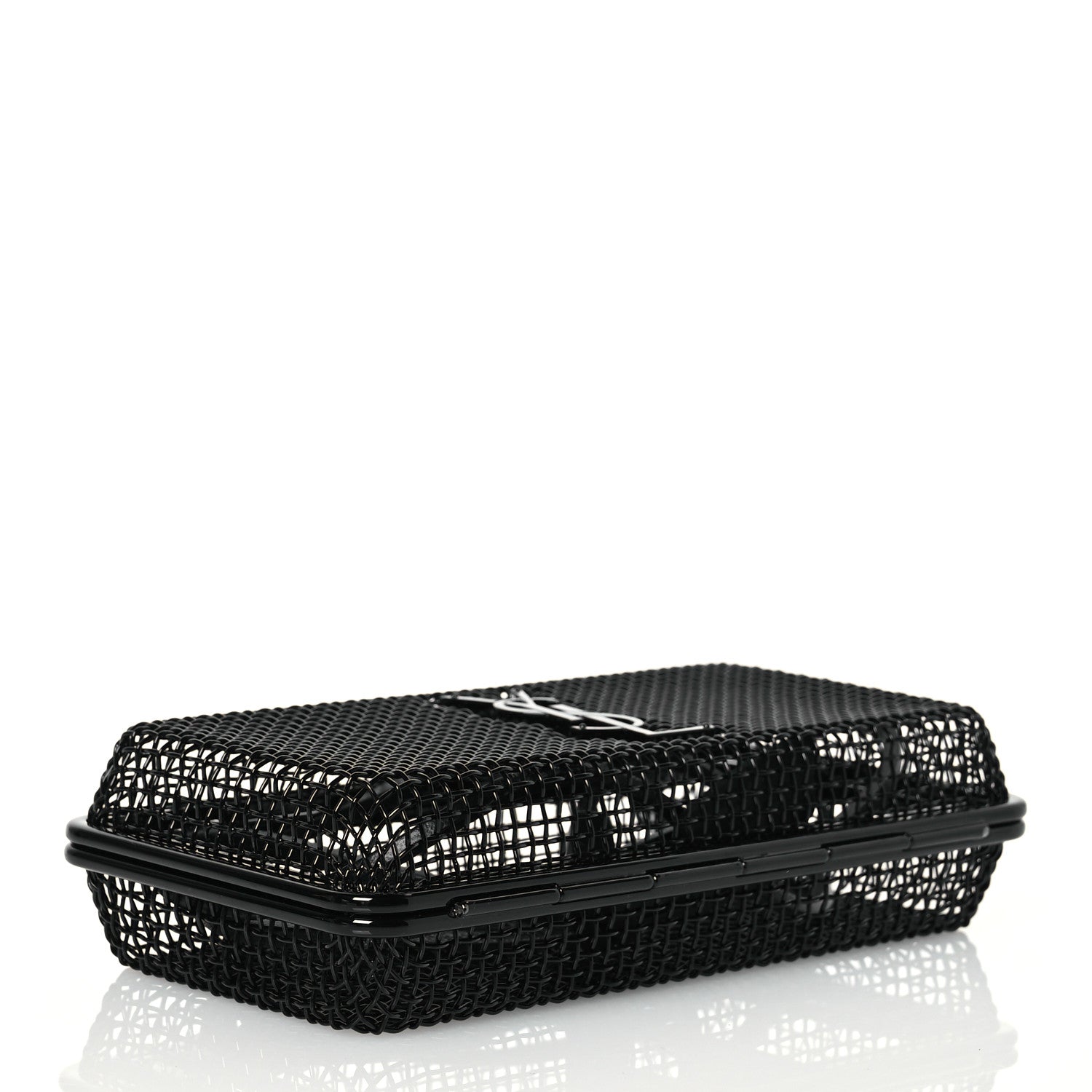 Saint Laurent Brass Lambskin Monogram Cassandre Cage Bag Black 4 of 9
