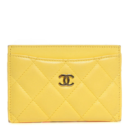 Chanel Lambskin Quilted Card Holder Yellow 1 of 8