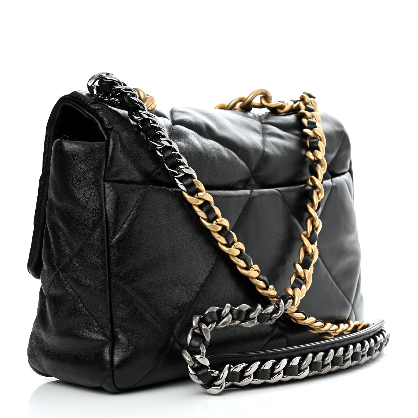 Lambskin Quilted Large Chanel 19 Flap Black