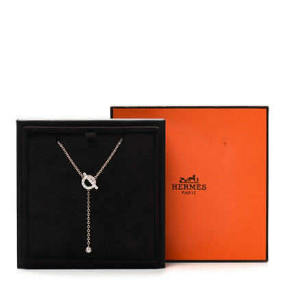 Hermes 18K Rose Gold Diamond Finesse Lariat Necklace 5 of 5