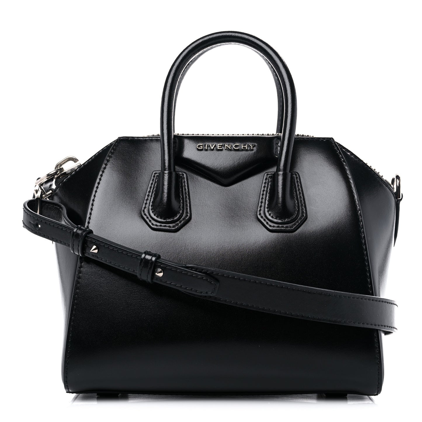 Shiny Lord Calfskin Mini Antigona Black