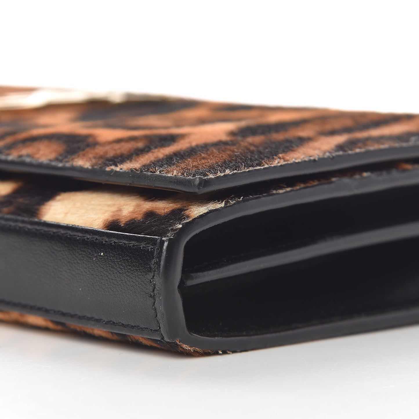 Calf Hair Monogram Chain Wallet Leopard