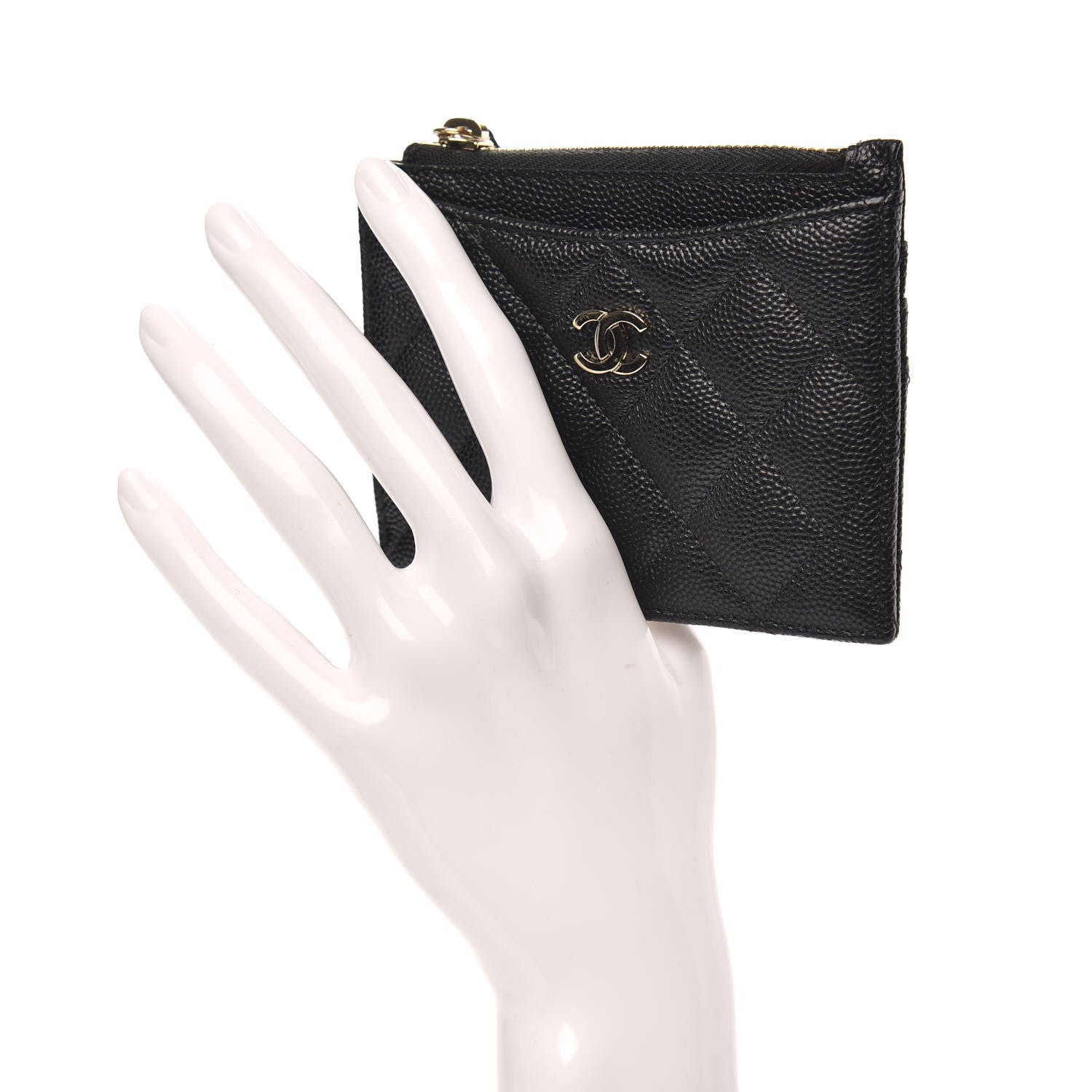 Chanel Caviar Quilted CC Zip Card Holder Black 2 of 8