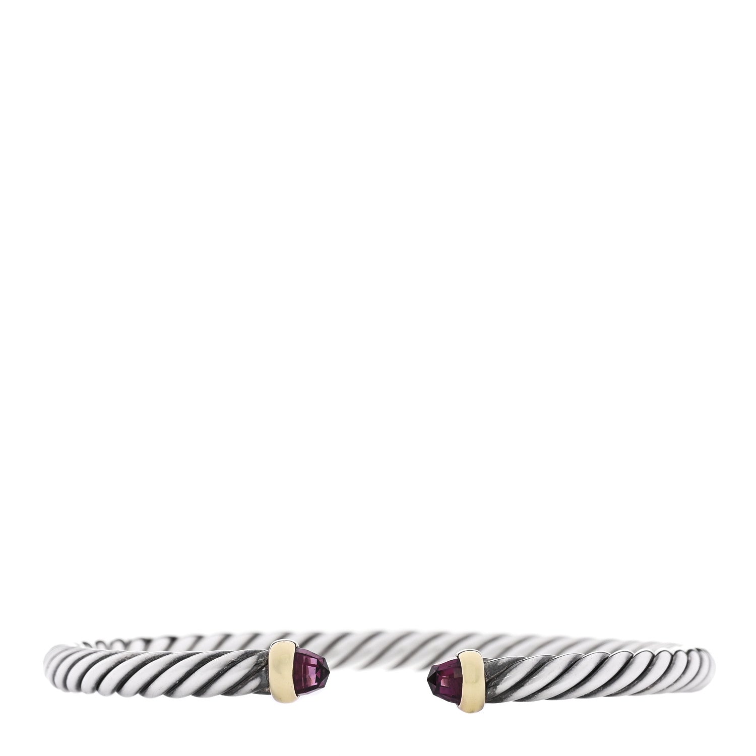 David Yurman Sterling Silver 14K Yellow Gold Garnet 4mm Cable Classics Bracelet 1 of 4