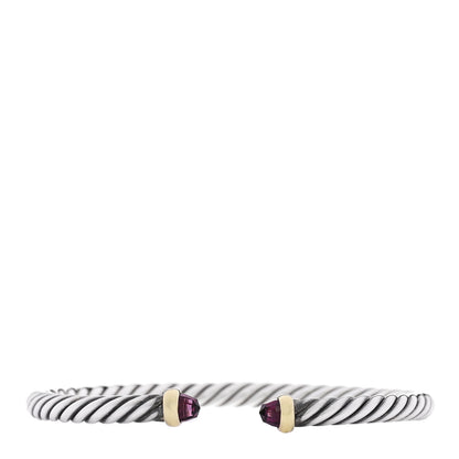 David Yurman Sterling Silver 14K Yellow Gold Garnet 4mm Cable Classics Bracelet 1 of 4