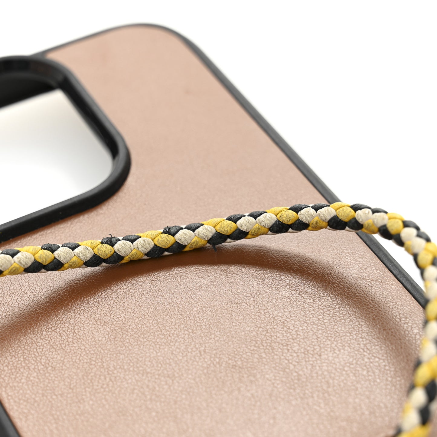 Vitello Metal Triangle Logo iPhone 16 Pro Case With Strap Cognac