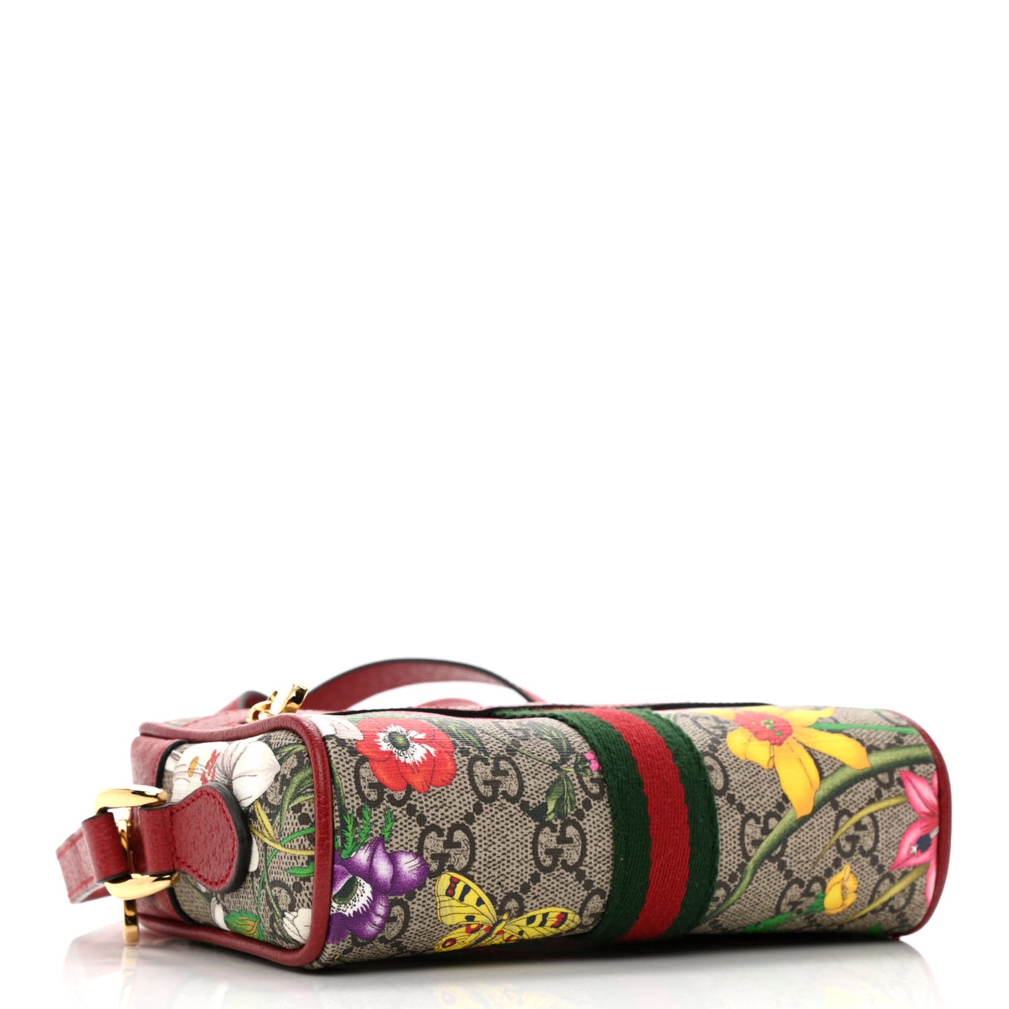GG Supreme Monogram Flora Web Mini Ophidia Shoulder Bag Red