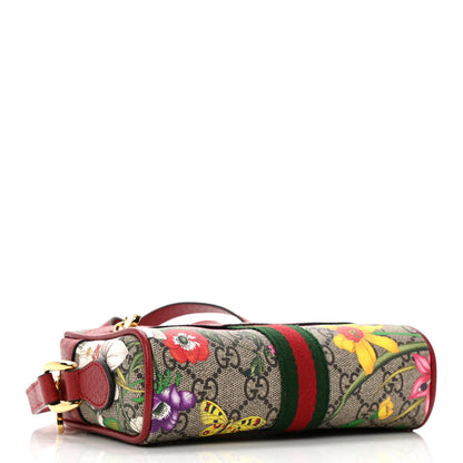 Gucci GG Supreme Monogram Flora Web Mini Ophidia Shoulder Bag Red 7 of 17