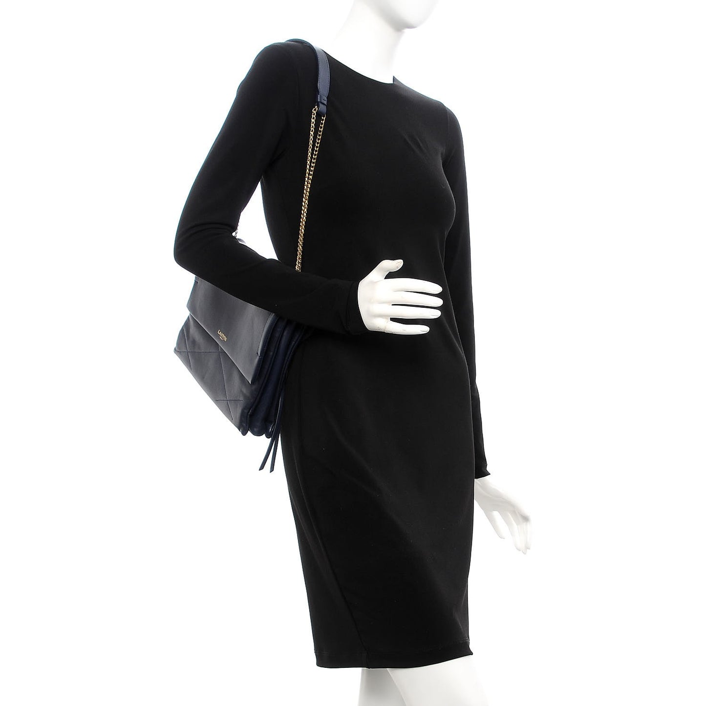 Lambskin Quilted Medium Sugar Flap Shoulder Bag Navy