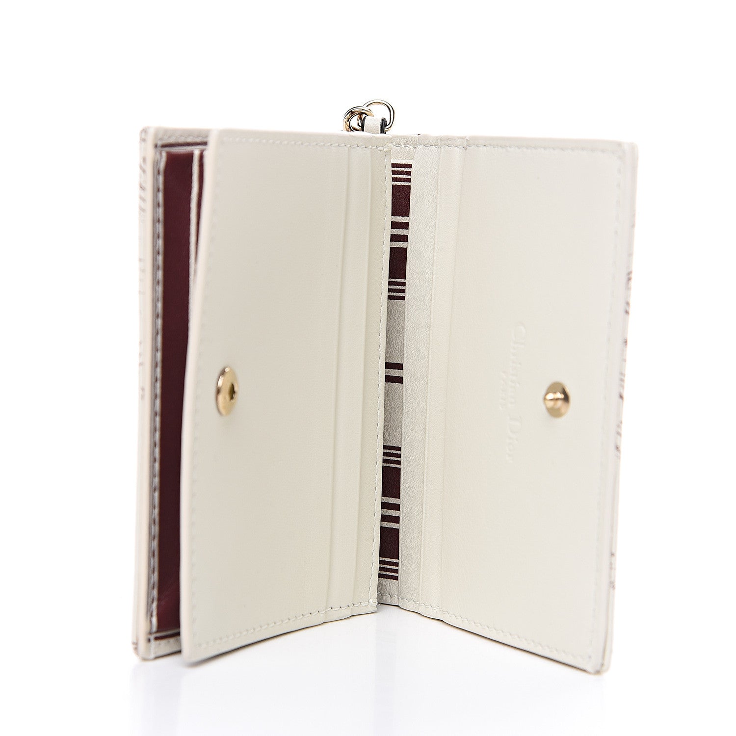 Christian Dior Calfskin Print Compact Wallet White 4 of 6