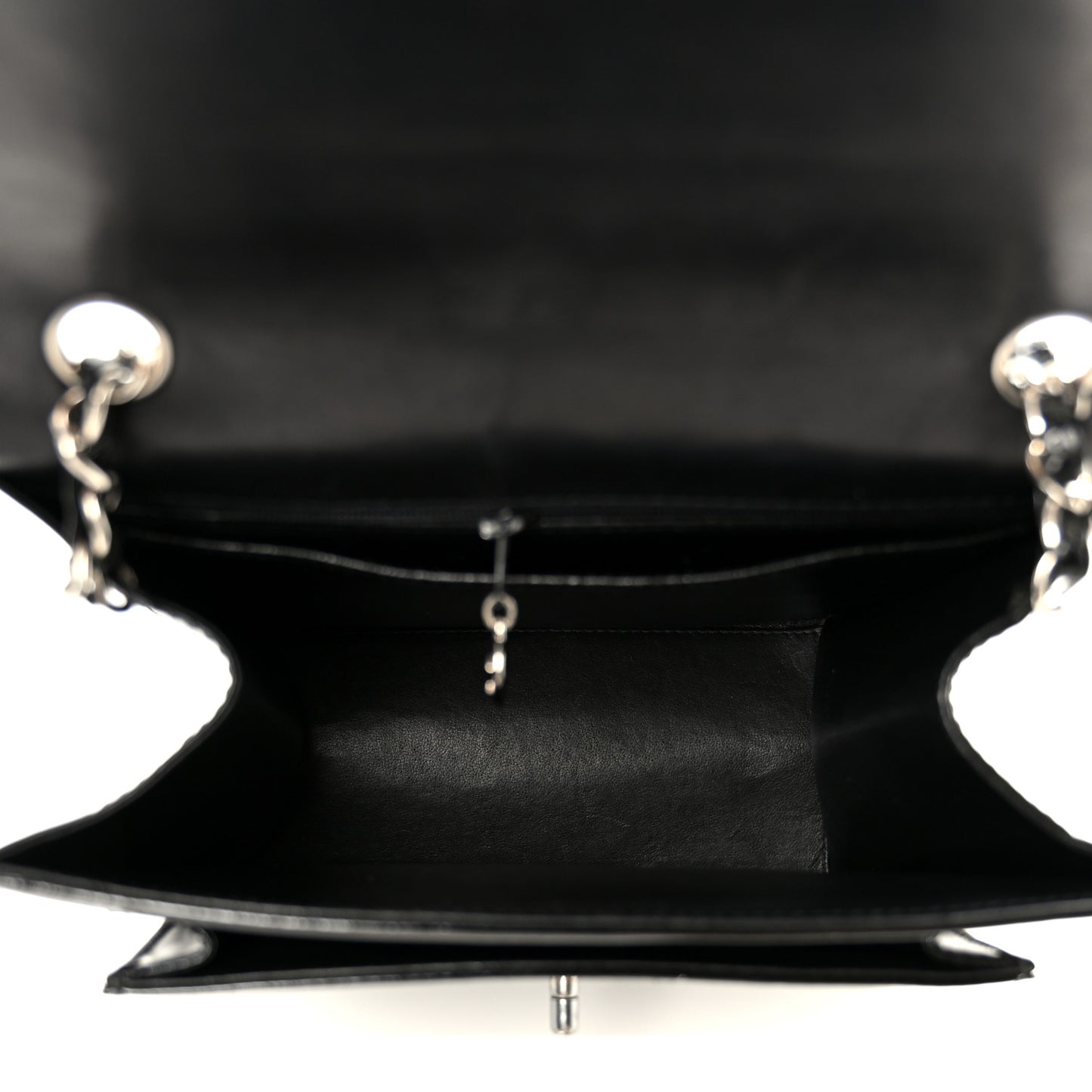 Glazed Calfskin Single Flap Black