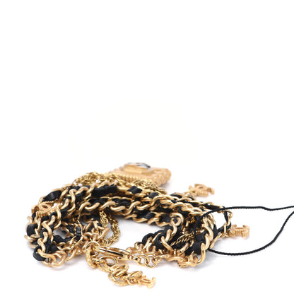 Chanel Metal Lambskin Resin Multi Strand Chain Link Bracelet Black Gold 4 of 6