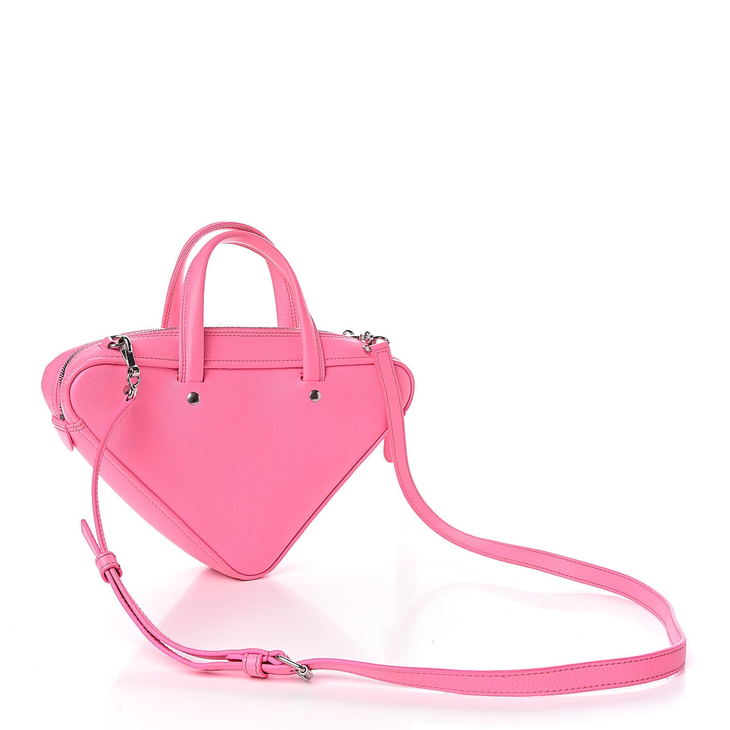 Balenciaga Shiny Day Calfskin XS Triangle Duffle Acid Pink Black 3 of 9